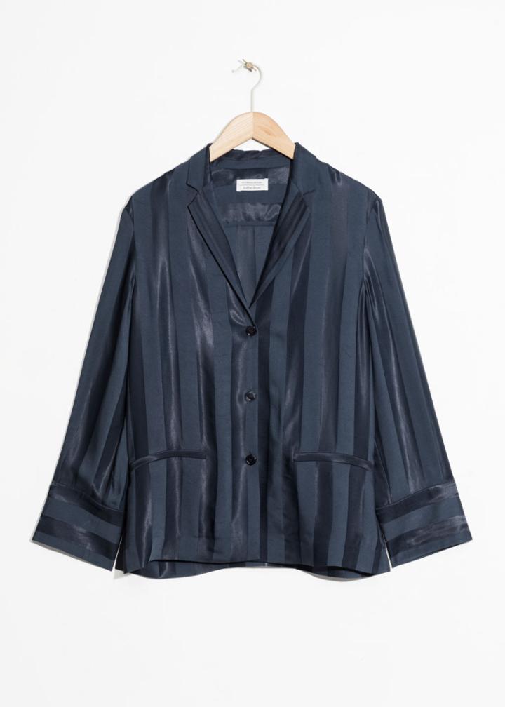 Other Stories Jacquard Stripe Lounge Shirt - Blue