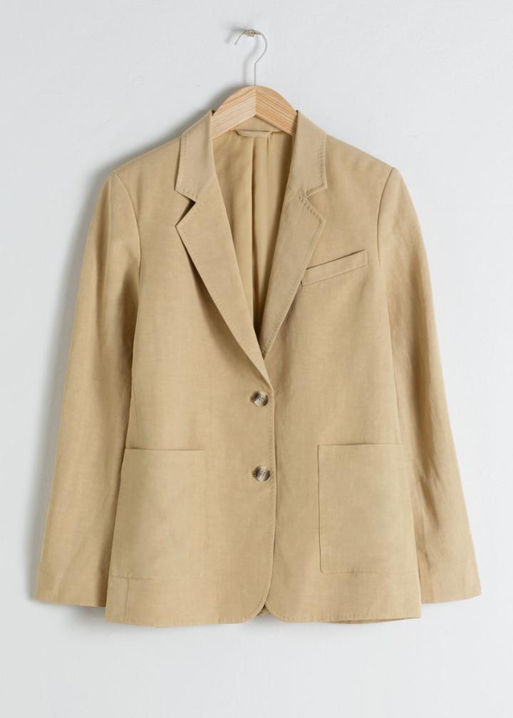 Other Stories Oversized Linen Blend Blazer - Beige