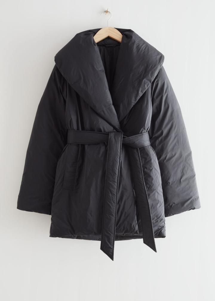 Other Stories Padded Nylon Coat - Black