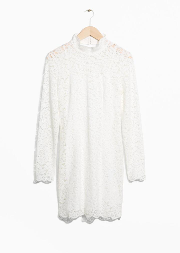 Other Stories Cut Out Lace Dress - White