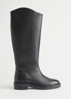 Other Stories Leather Riding Boots - Black