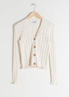 Other Stories Fitted Cotton Blend Cable Cardigan - White