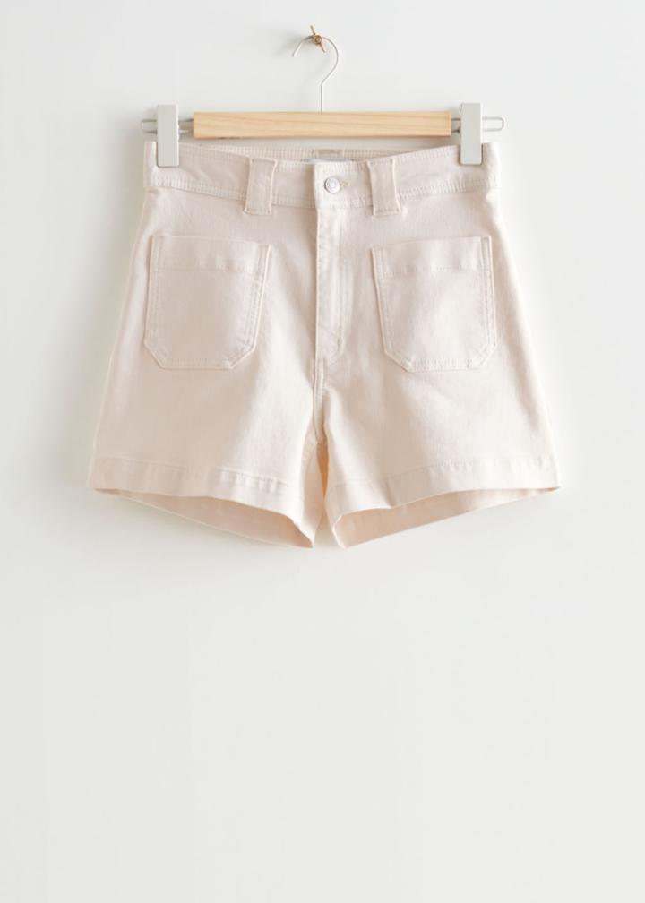 Other Stories Patch Pocket Denim Shorts - White