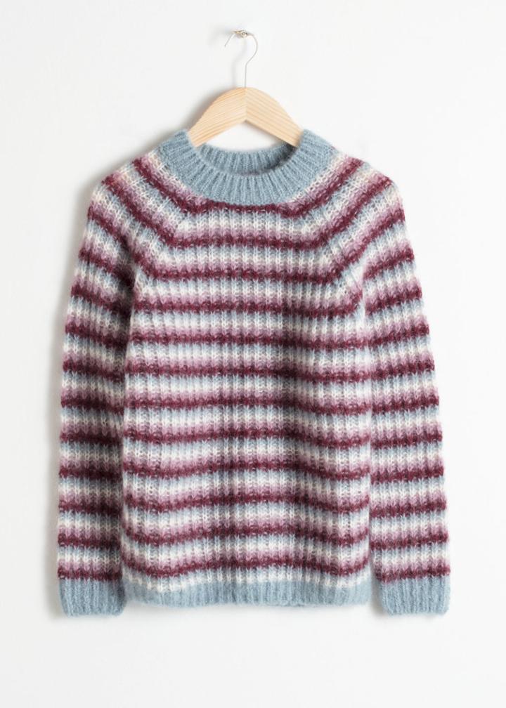 Other Stories Striped Chunky Knit Sweater - Turquoise