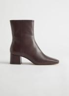 Other Stories Block Heel Leather Boots - Brown