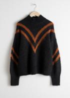 Other Stories Mock Neck Varsity Stripe Sweater - Black