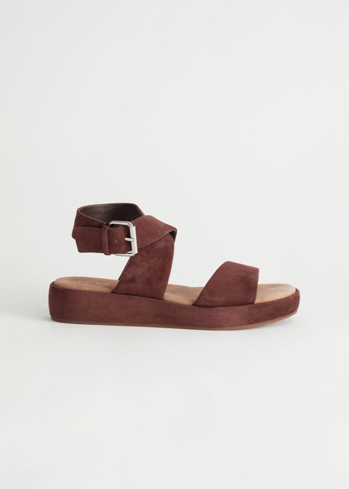 Other Stories Suede Flatform Sandals - Beige