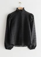 Other Stories Textured Frill Collar Blouse - Black