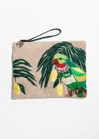 Other Stories Embroidered Paradise Clutch - Green
