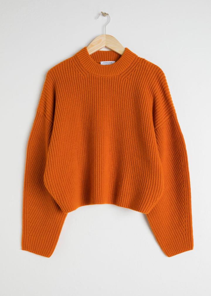 Other Stories Wool Blend Rib Knit Sweater - Orange