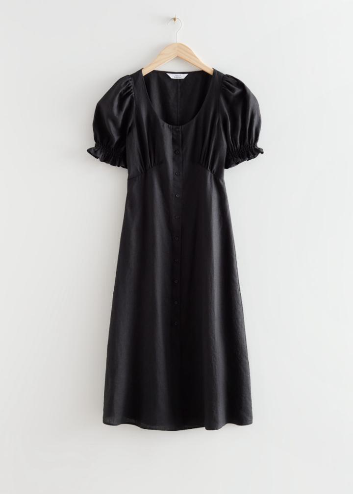 Other Stories Button Up Midi Dress - Black
