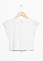 Other Stories Perforated Sleeve Crop Top - White
