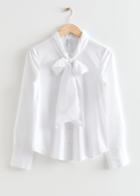 Other Stories Neck Bow Blouse - White