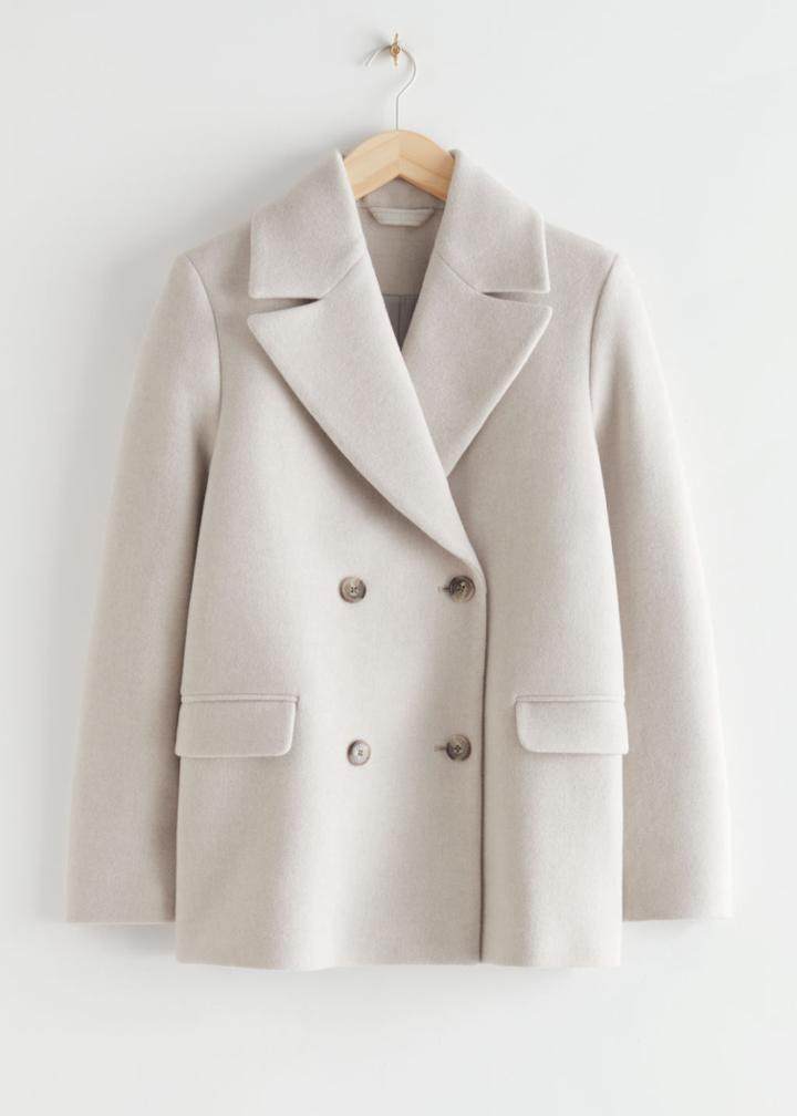 Other Stories Oversized Double Breasted Jacket - Beige