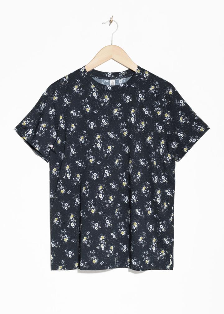 Other Stories Floral Cotton Top - Black