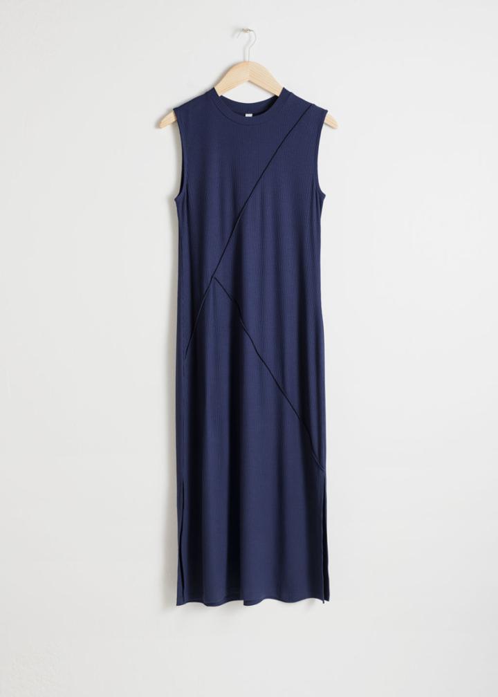 Other Stories Angled Seam Midi Dress - Blue