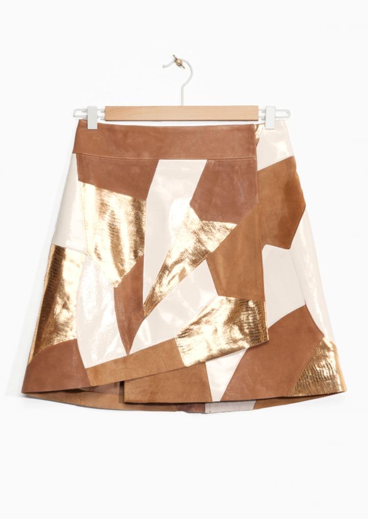 Other Stories Patchwork Leather Skirt
