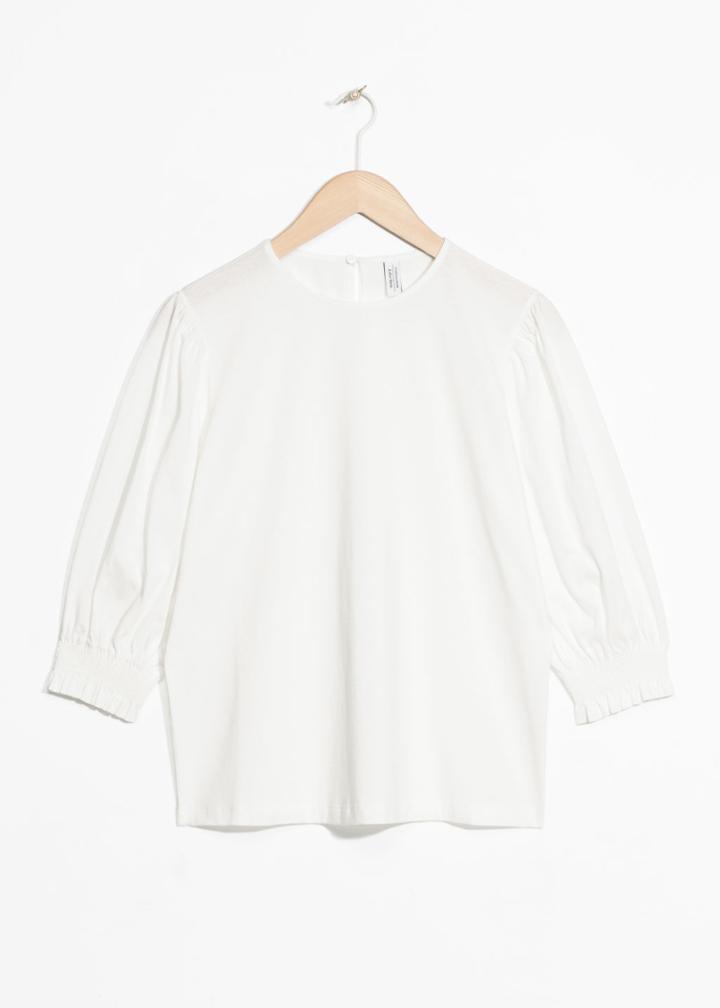 Other Stories Ruched Balloon Sleeve Blouse - White