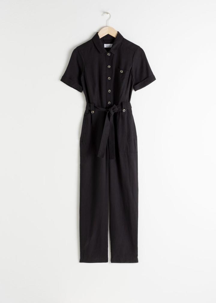 Other Stories Belted Lyocell Jumpsuit - Black