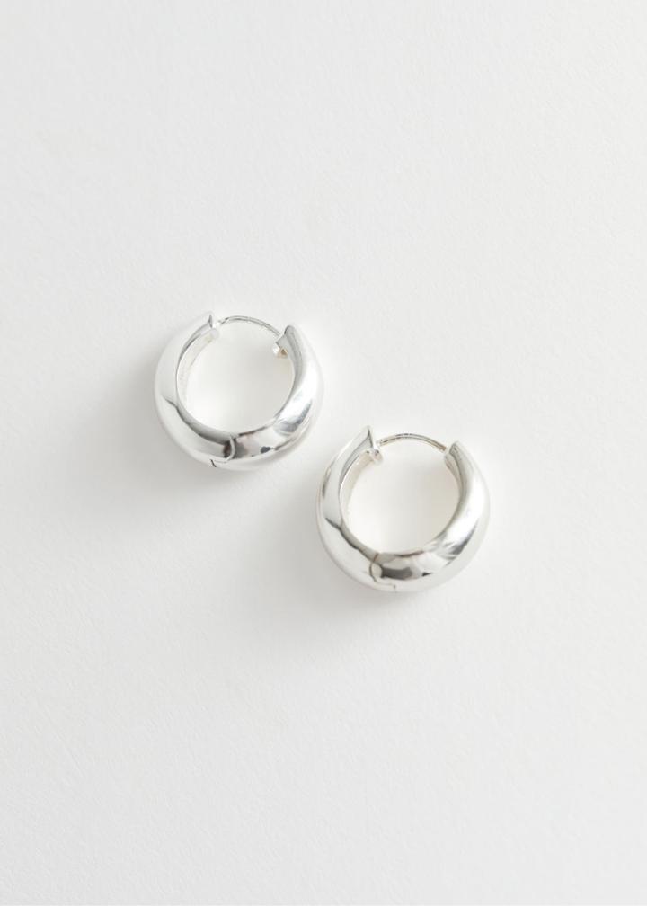 Other Stories Chunky Mini Hoop Earrings - Silver