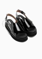Other Stories Patent Leather Cross Strap Sandal - Black