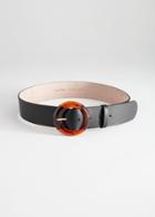 Other Stories Tortoise O-ring Leather Belt - Black
