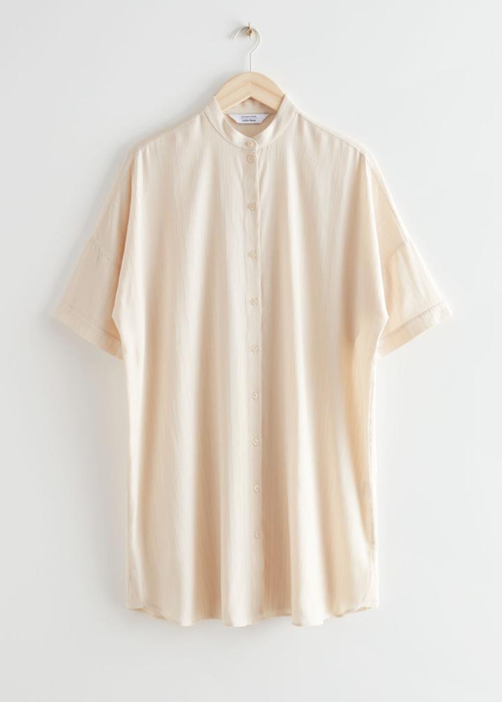 Other Stories Oversized Mini Shirt Dress - Beige