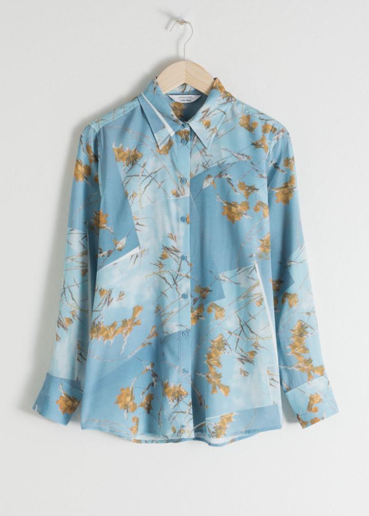 Other Stories Floral Print Button Up - Blue