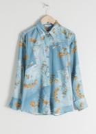 Other Stories Floral Print Button Up - Blue