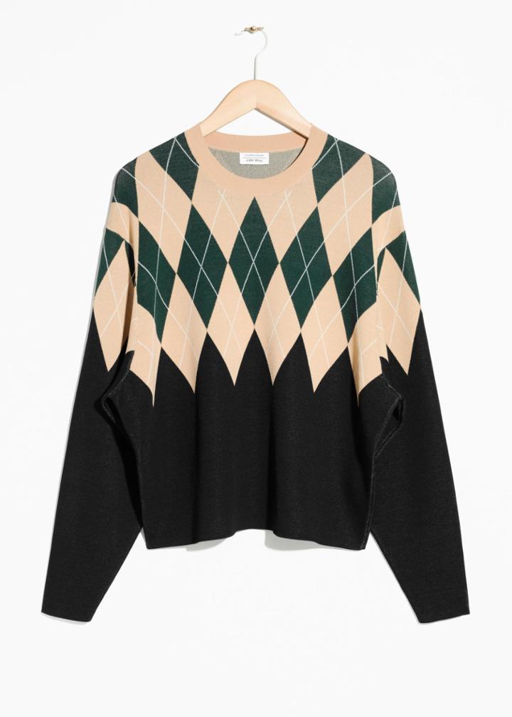 Other Stories Argyle Sweater - Black