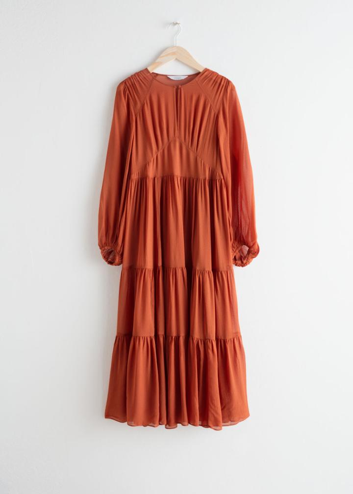 Other Stories Ruffle Tier Maxi Dress - Orange