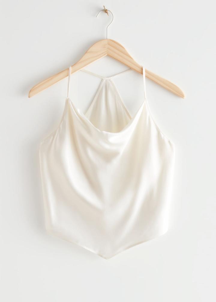 Other Stories Scarf Hem Halter Top - White