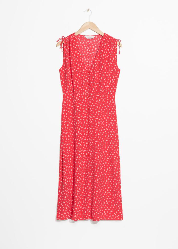 Other Stories Sleeveless Button Down Dress - Red