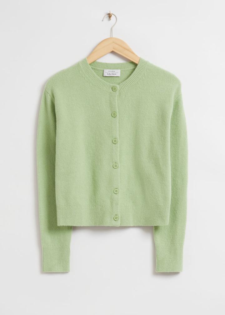 Other Stories Button Up Knit Cardigan - Green