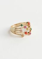Other Stories Delicate Multi-coloured Gemstone Ring - Green