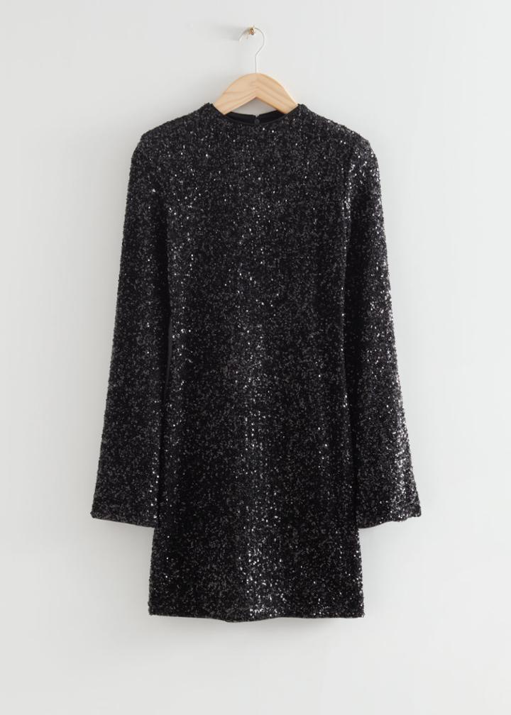 Other Stories Fitted Sequin Mini Dress - Black