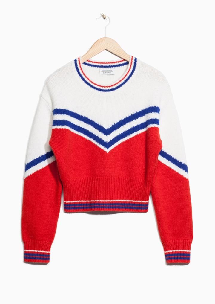 Other Stories Jacquard Varsity Striped Sweater