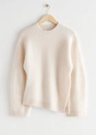 Other Stories Asymmetric Rib Knit Sweater - White