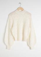 Other Stories Eyelet Knit Wool Blend Sweater - White
