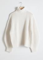 Other Stories Oversized Cable Knit Turtleneck - Beige