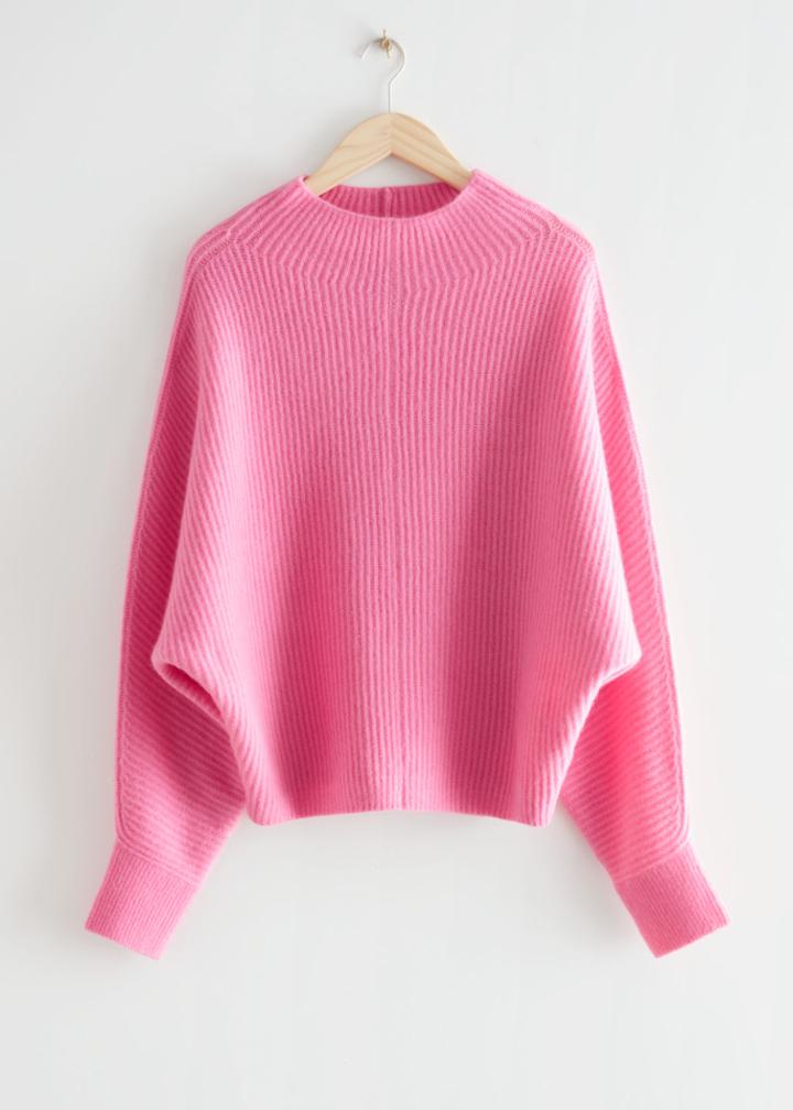Other Stories Voluminous Turtleneck Knit Jumper - Pink