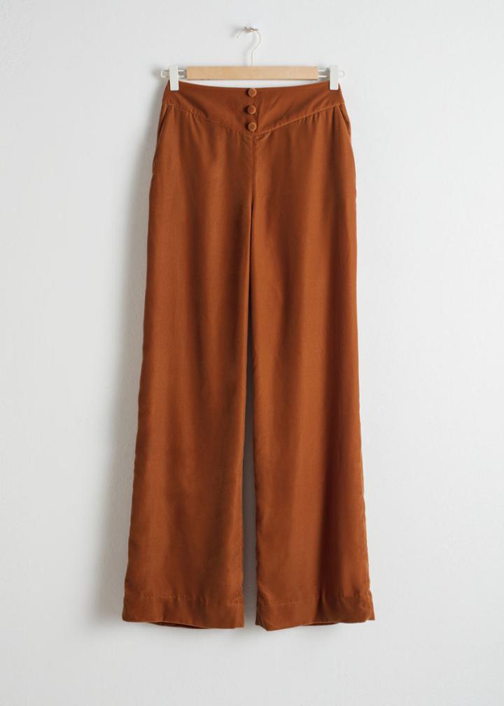 Other Stories High Waisted Velvet Trousers - Orange