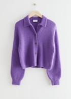 Other Stories Collared Alpaca Blend Cardigan - Purple