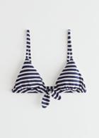 Other Stories Ribbed Bow Bikini Top - Blue