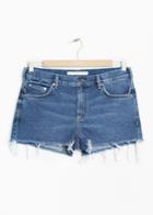 Other Stories Fringe Denim Shorts - Turquoise