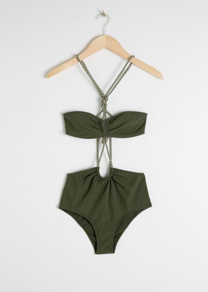 Other Stories Open Twisted Rope Swimsuit - Green