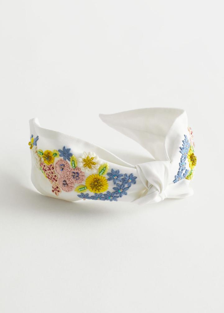 Other Stories Embroidered Alice Headband - White