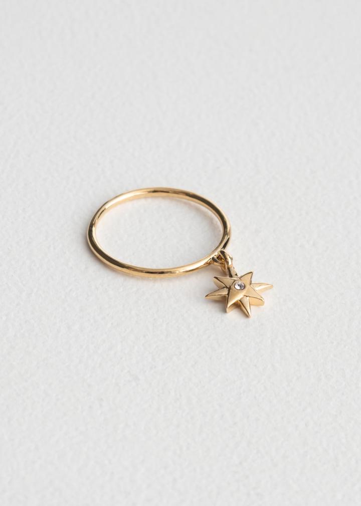 Other Stories Dangling Star Charm Ring - Gold