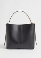 Other Stories Double Strap Leather Bucket Bag - Black