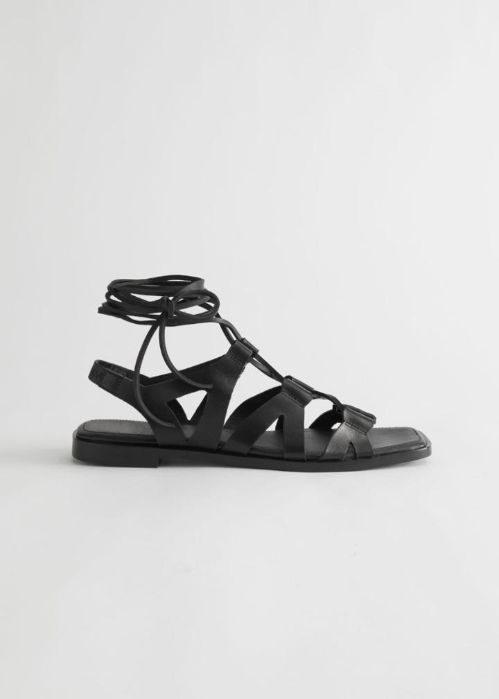 Other Stories Leather Gladiator Sandal - Black